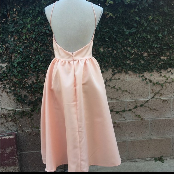 Peach backless formal prom dress - Picture 2 of 4
